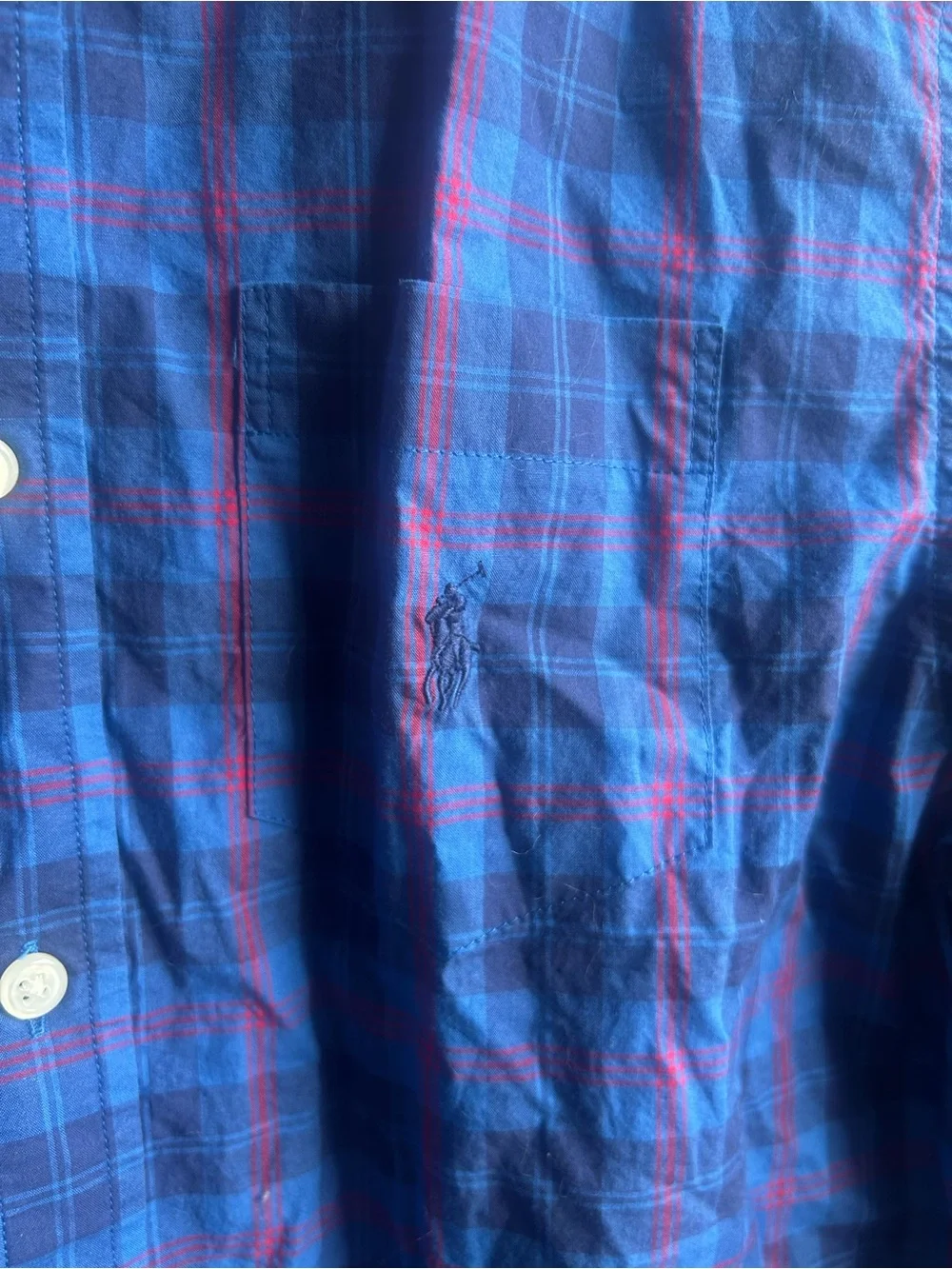 Ralph Lauren Boys XL (18-20) Blue & Red Plaid Long Sleeve Button-Down Shirt